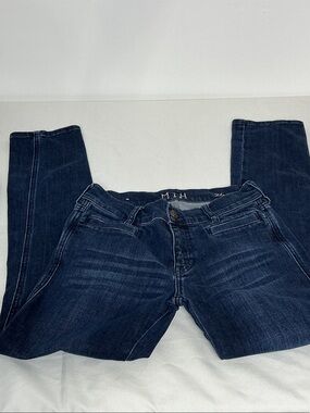M.i.H. “The Paris “Mid Rise Cropped Slim Leg Flat Front Pockets Dark Denim Jeans